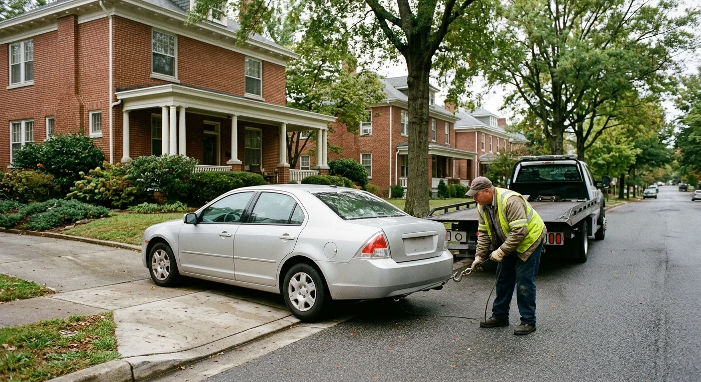 Parked sedan blocking a residential driveway in Richmond