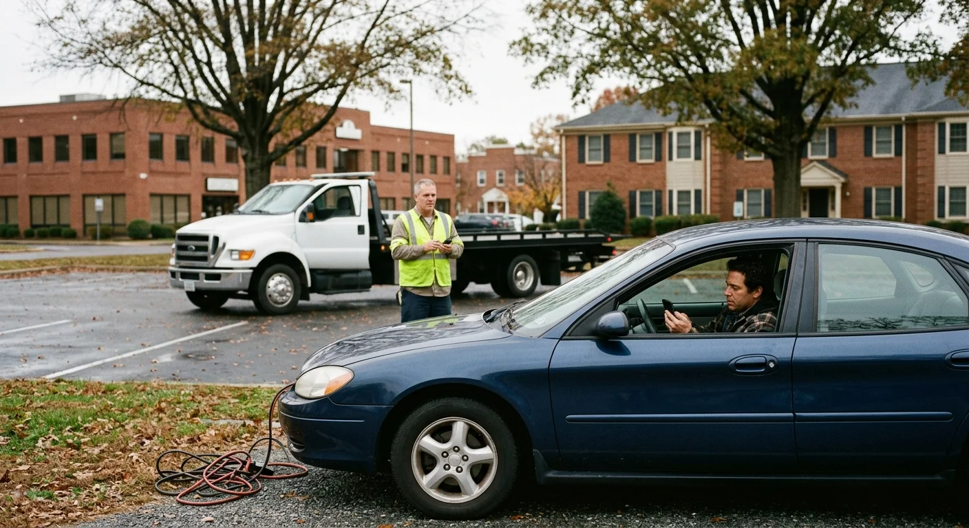 Sedan waiting in a Richmond parking lot after an unsuccessful jump attempt